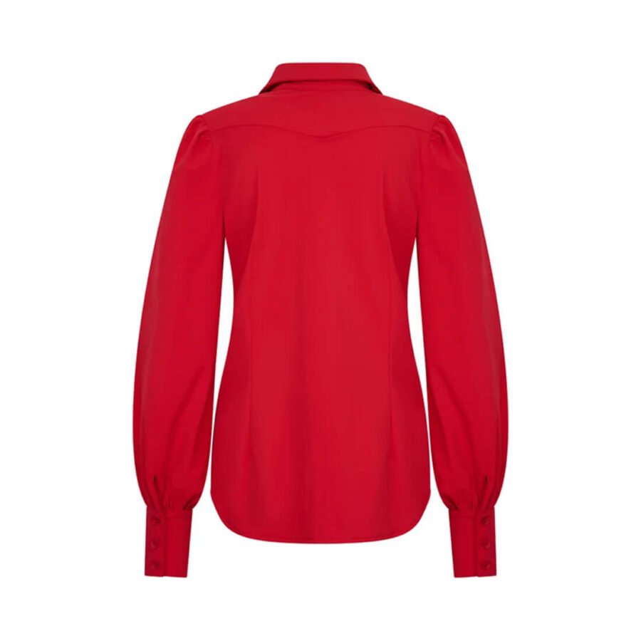 Travel Blouse Pofmouw Uni Red 2037 - Afbeelding 2