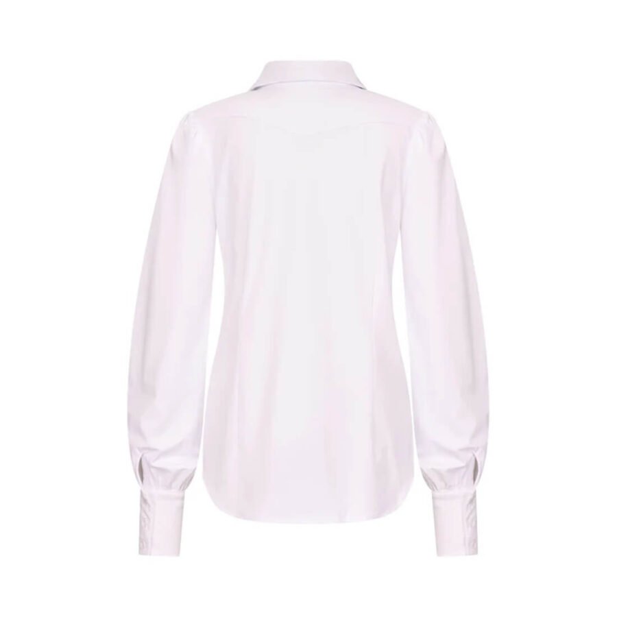 Travel Blouse Pofmouw Uni White 2037 - Afbeelding 2