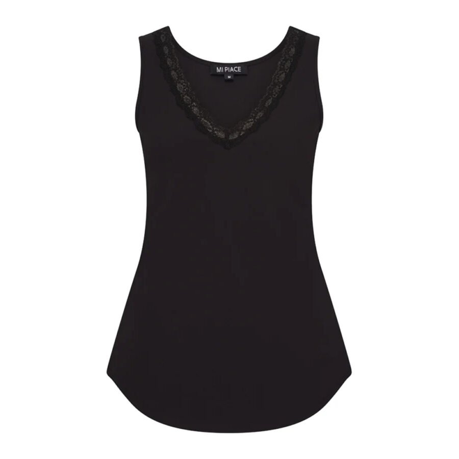 Travel Top met Kant Uni Black 2129