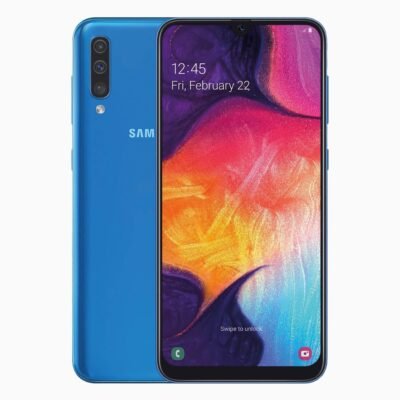 Refurbished Samsung Galaxy A50 Blauw voorkant achterkant